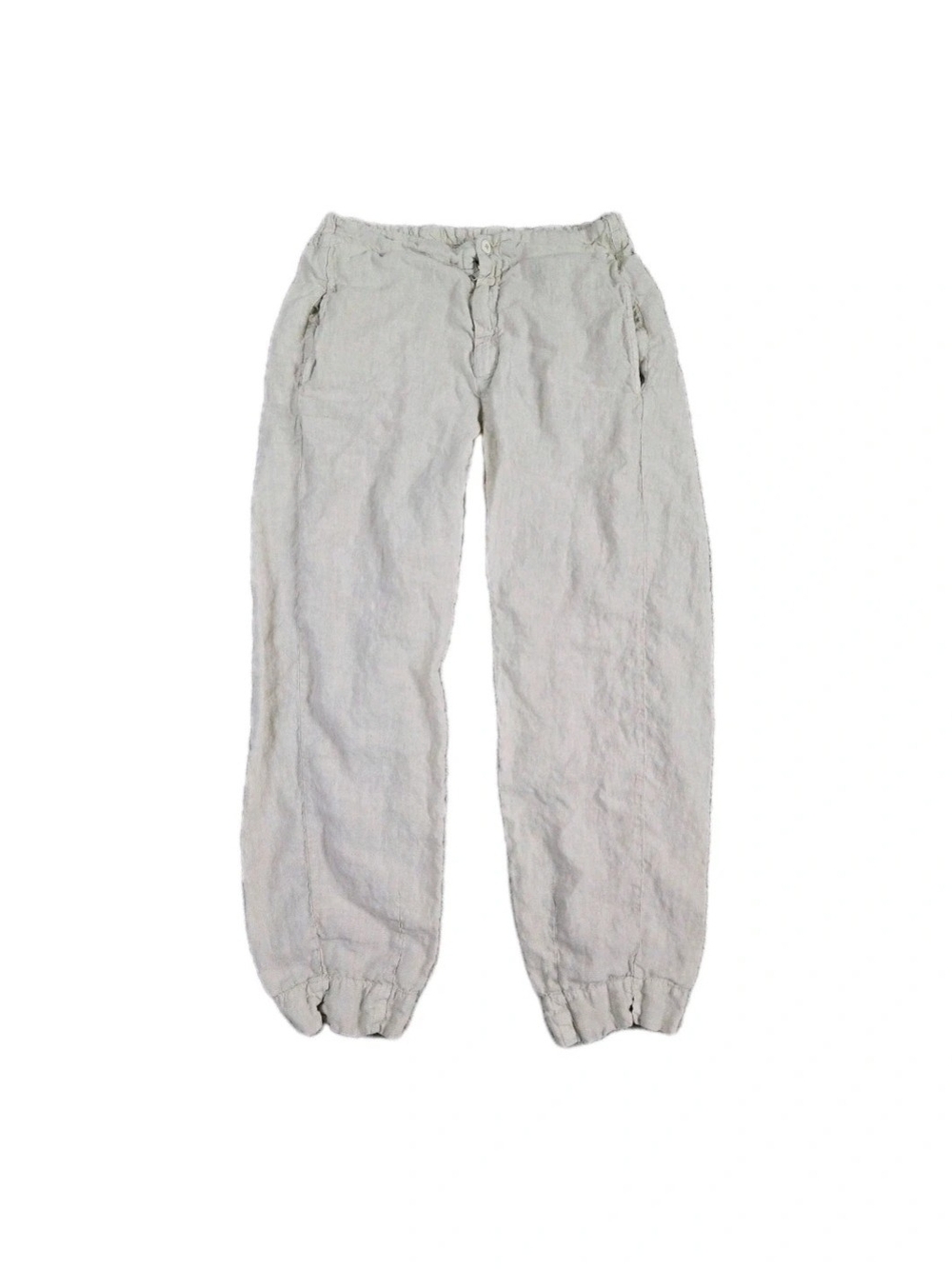 Transit Par Such Linen Barrel Pants Beige Pockets Stretch Waist Made In Italy